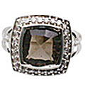 11073: Silver Setting brown smoky quartz  engagement rings