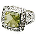 11074: Silver Setting Green lemon quartz  engagement rings