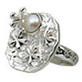 11428: Silver Setting White pearl rings