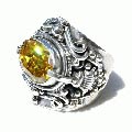 11631: Silver Setting yellow cubic zirconia mens rings