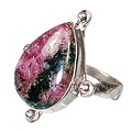 11951: Silver Setting Pink, Black rhodonite  american-southwest rings