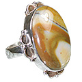 11956: Silver Setting brown,orange,white agate  american-southwest rings
