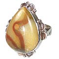 11960: Silver Setting brown,yellow agate  american-southwest rings