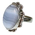 12019: Silver Setting blue agate american-southwest rings