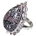 12038: Silver Setting black,gray,pink zosite  american-southwest rings