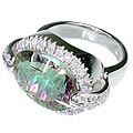 12053: White,Green,Pink mystic topaz rings