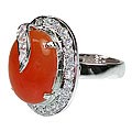 12056: Silver Setting orange,white carnelian  contemporary rings