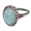 12057: Silver Setting Blue,Pink aquamarine  engagement rings
