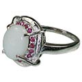 12060: Silver Setting pink,white opal engagement rings