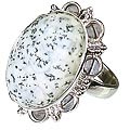 Design 12072: black,white dendrite opal american-southwest rings