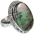12098: Silver Setting Green,Red,Black zosite  american-southwest rings