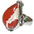 12113: Silver Setting Orange,Cream mookite  american-southwest rings