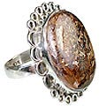 12124: Silver Setting brown bronzite american-southwest rings