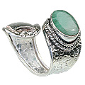 12135: Silver Setting Green emerald rings