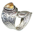 12138: Silver Setting yellow citrine  adjustable rings