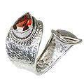 12139: Silver Setting red garnet  adjustable rings