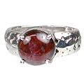 12143: Silver Setting Red garnet  mens rings