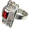 12144: Silver Setting red garnet  estate rings
