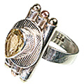 12145: Silver Setting Yellow citrine  estate rings