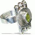 12146: Silver Setting green,multi-color peridot  art-deco rings