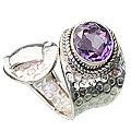 12153: Silver Setting purple amethyst adjustable rings