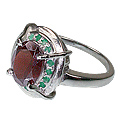 12154: Silver Setting green,red garnet  contemporary rings