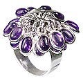 12158: Silver Setting purple amethyst  flower rings