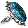 12169: Silver Setting blue,brown chrysocolla american-southwest rings
