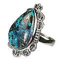 12172: Silver Setting black,blue,brown chrysocolla  american-southwest rings