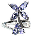 Design 12197: blue iolite engagement, flower rings