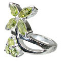 12198: Silver Setting green peridot  engagement rings