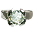 12202: Silver Setting green green amethyst rings
