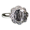 12213: Silver Setting gray rotile flower rings