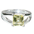 12230: Silver Setting yellow lemon quartz art-deco rings