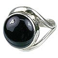 12275: Silver Setting black onyx rings