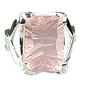 12287: Silver Setting Pink rose quartz  solitaire rings