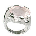 12291: Silver Setting pink rose quartz rings