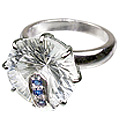 12296: Silver Setting blue,white crystal  solitaire rings