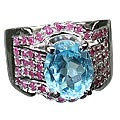 Design 12431: blue,multi-color blue topaz engagement, mens rings