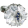 12433: Silver Setting blue,white crystal  engagement rings