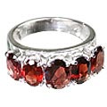 12436: Silver Setting red garnet  contemporary rings