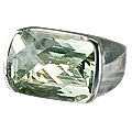 12454: Silver Setting green green amethyst  mens rings