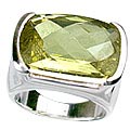 12456: Silver Setting yellow lemon quartz  mens rings