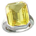 12457: Silver Setting yellow lemon quartz rings