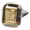 12458: brown smoky quartz  mens rings