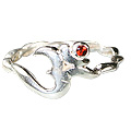 12874: Silver Setting red,white garnet  ohm rings
