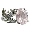 12962: silver setting pink rose quartz  vintage rings