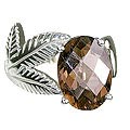 12963: silver setting brown smoky quartz  vintage rings