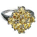 12983: Silver Setting yellow citrine flower rings