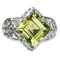 12984: Silver Setting yellow lemon quartz  engagement rings